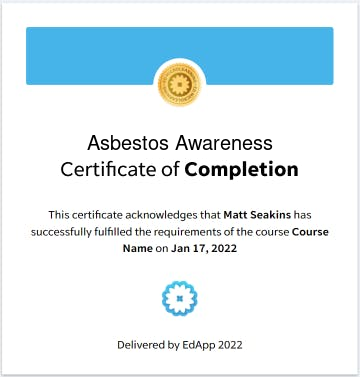 Asbestos Awareness Certificate Template