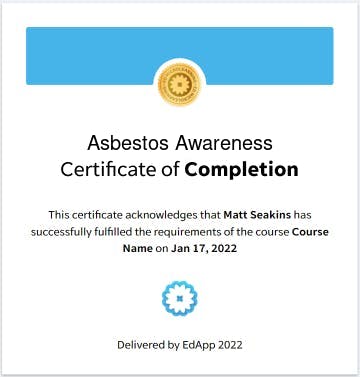 asbestos awareness certificate