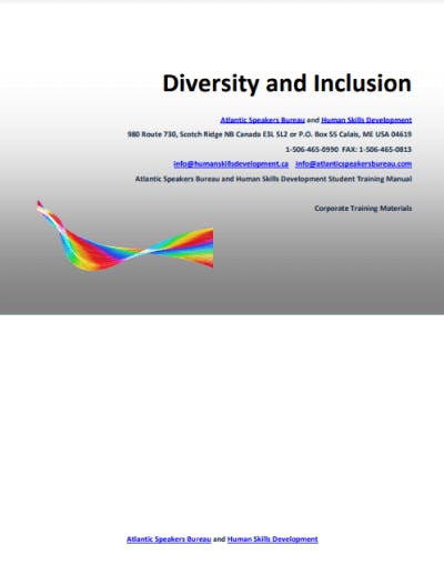 Diversity and inclusion training materials - Diversity and Inclusion