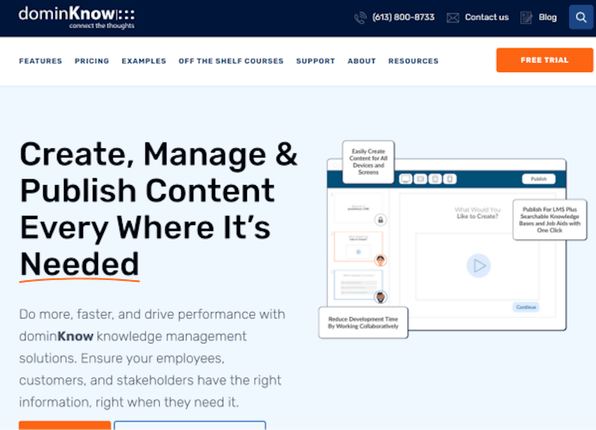 DominKnow elearning content authoring tool