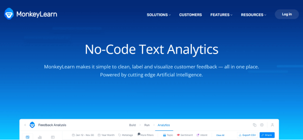 AI tool for business - MonkeyLearn for text analysis