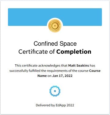 Free Confined Space certificate template EdApp Microlearning EdApp Free Confined Space certificate template EdApp Microlearning EdApp