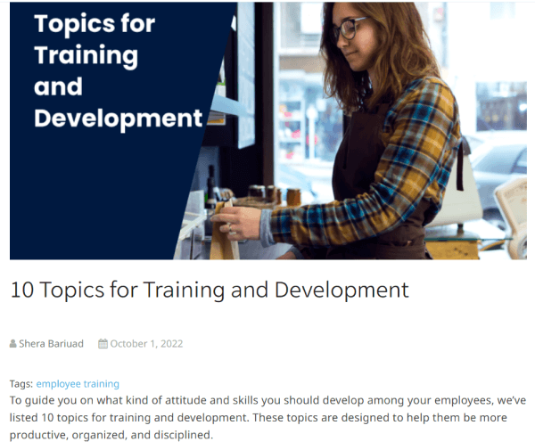 Best Employee Training Article - Topics for Training and Development