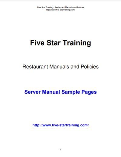 Five Star Training - Restaurant Manuals and Policies