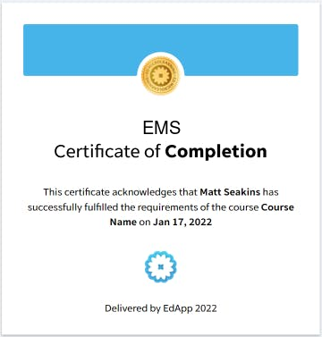 Free EMS Certificate Template | EdApp Microlearning | EdApp Microlearning