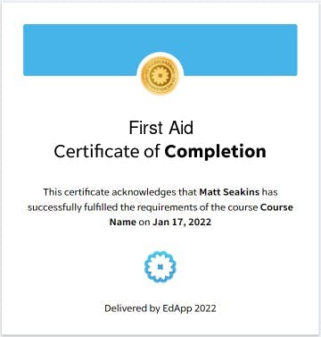 Custom First Aid Certificate