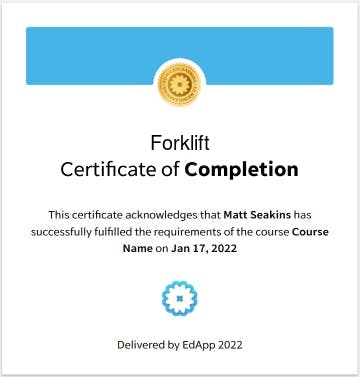 forklift certificate