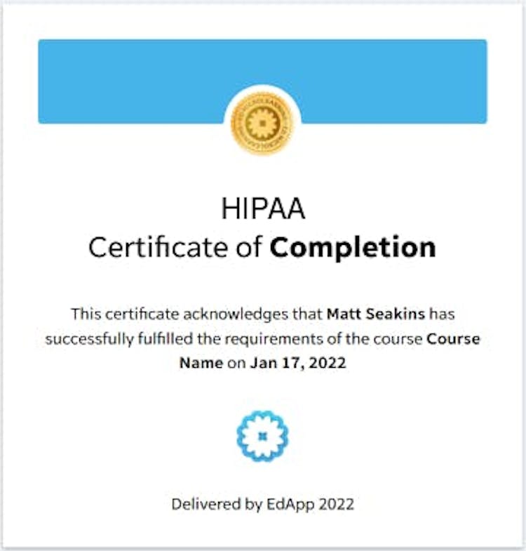 hipaa certificate