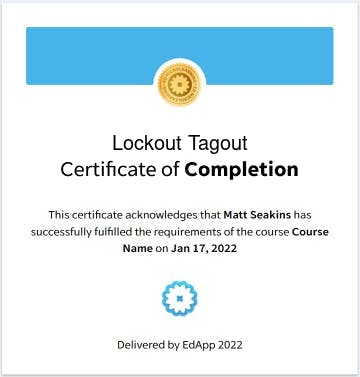lockout tagout certificate