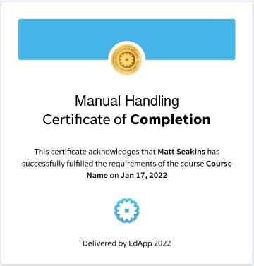 manual handling certificate