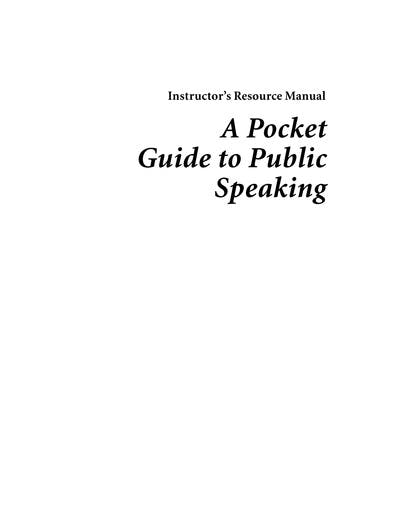 For first-time instructors in the public speaking classroom, this comprehensive manual provides direction in defining a pedagogical stance and constructing ...