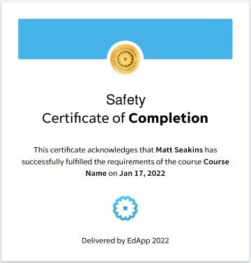 Customized Safety Certificate