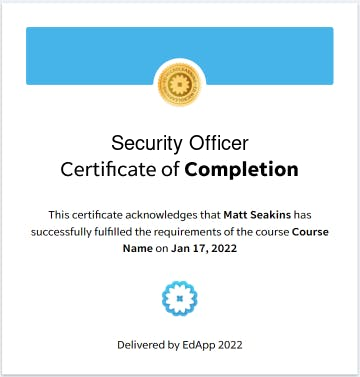 Free Security Officer Certificate Template | EdApp Microlearning ...