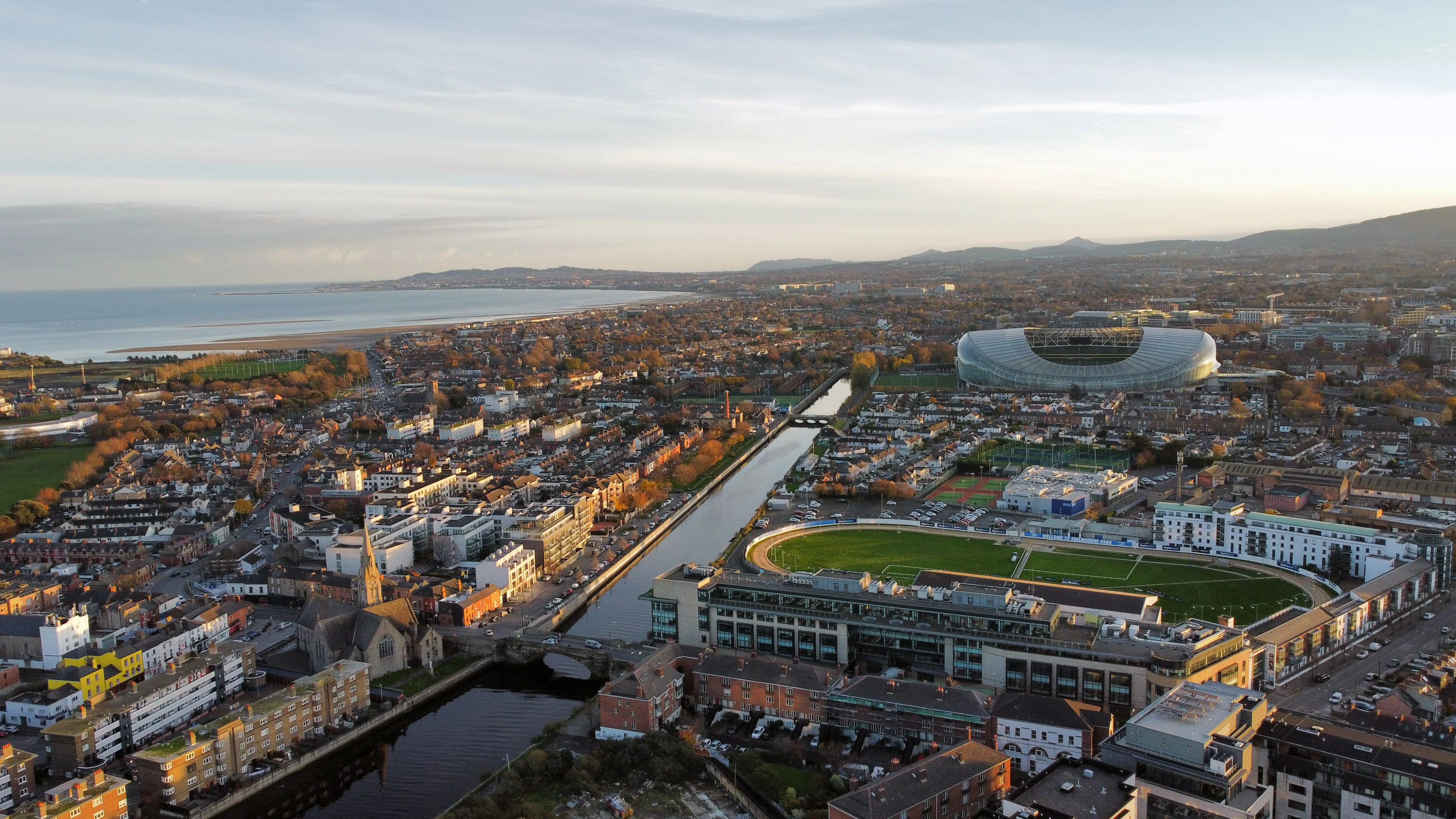 aerial view of a residential Dublin City suburb