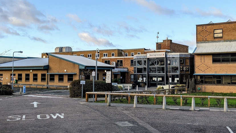 image at the front of a school