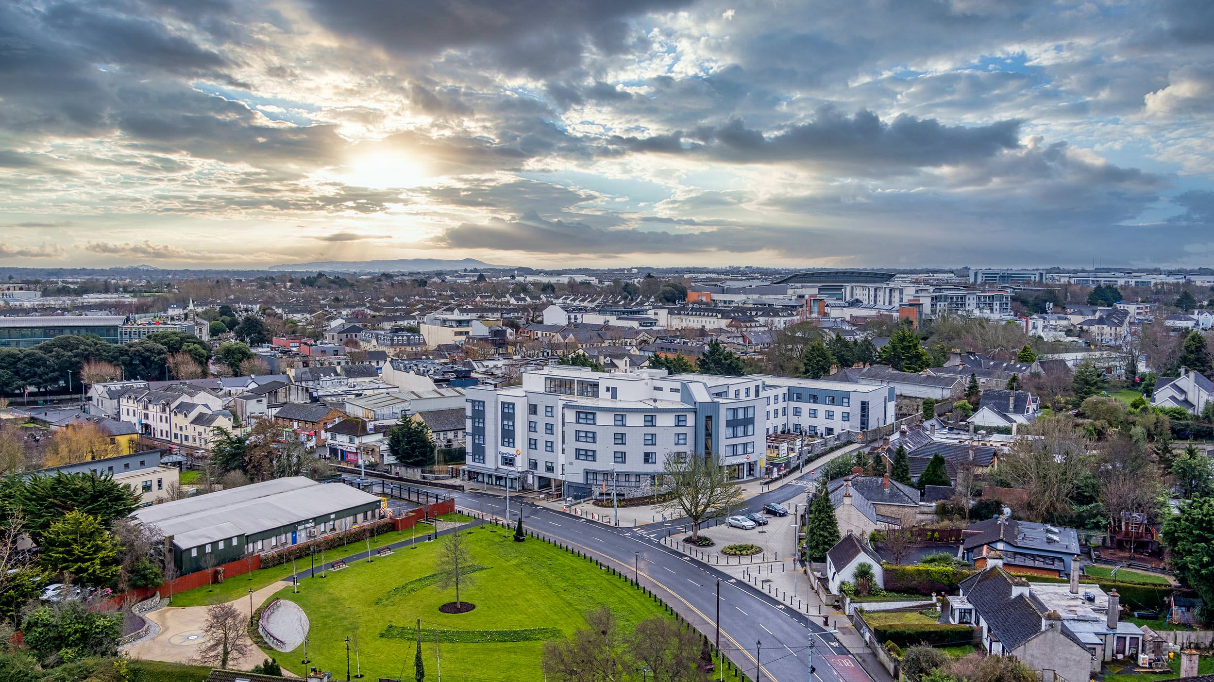 Aerial image of a healthcare facility