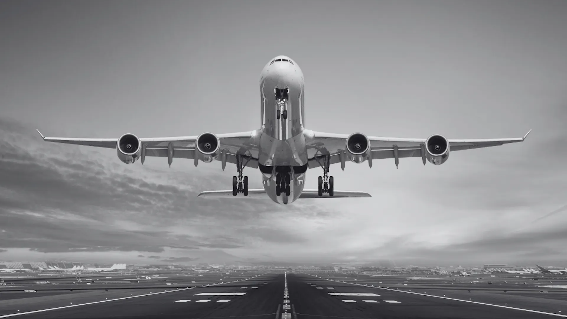 Passenger plane take off from airport runways Passenger plane take off from airport runways