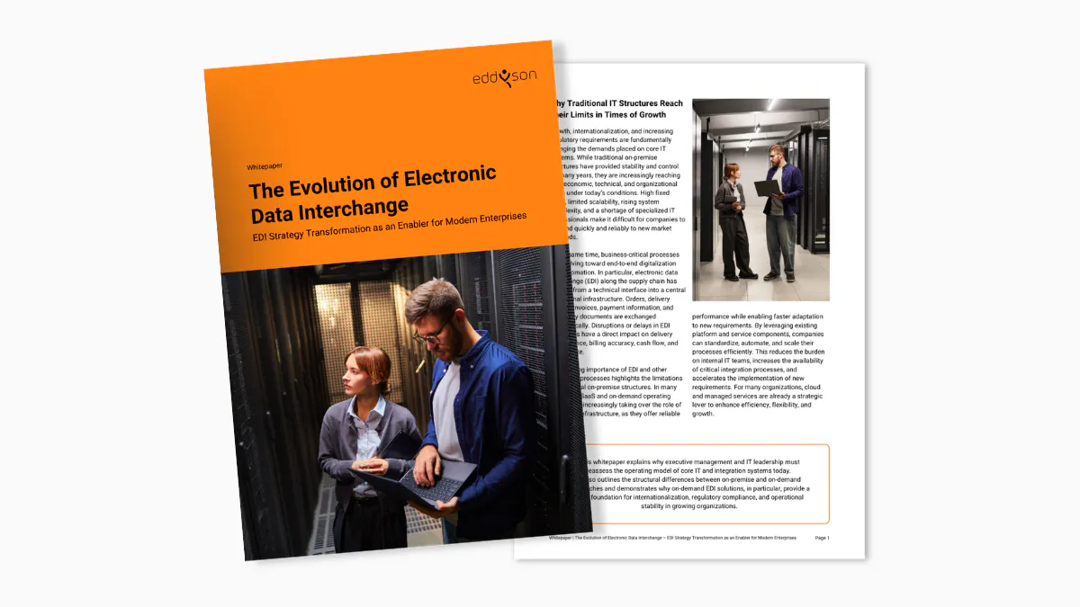 Whitepaper called The Evolution of Electronic Data Interchange – EDI Strategy Transformation as an Enabler for Modern Enterprises
