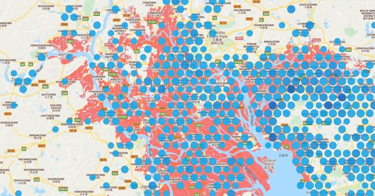 Apparel and Footwear Manufacturing Sites and 2030 Projected Sea Level Rise in Guangzhou, China