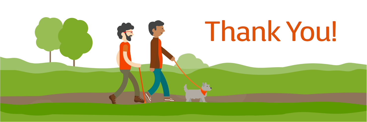 MS Society - Thank you for your donation - illustration of 2 men walk with a god