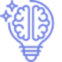 Illustration of a light bulb with a brain inside, symbolising an idea.
