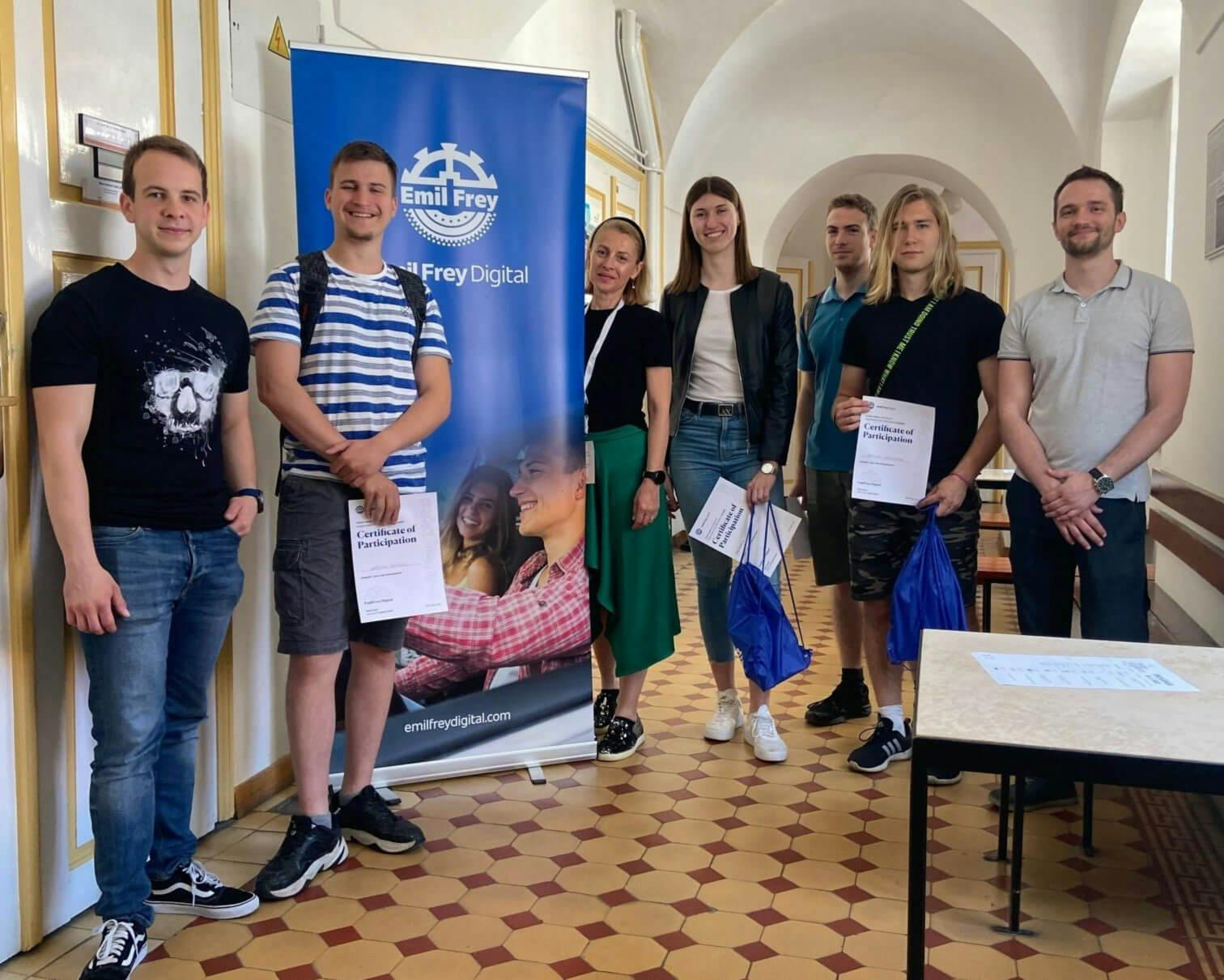 Marina Biro of Emil Frey Digital with students at Careers week at FOI, Varazdin