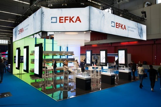EFKA exhibition stand constructed of fabric frames