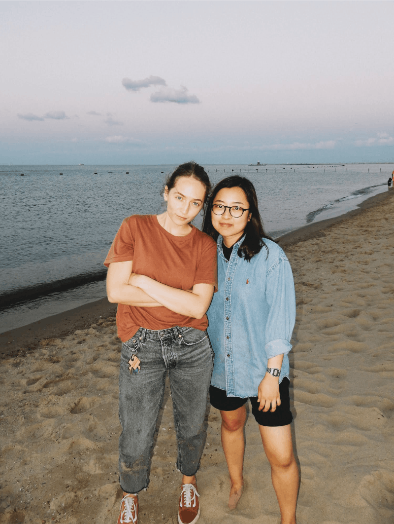 Portrait of two women on the beach