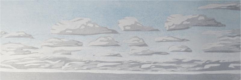 Cloud wood block print