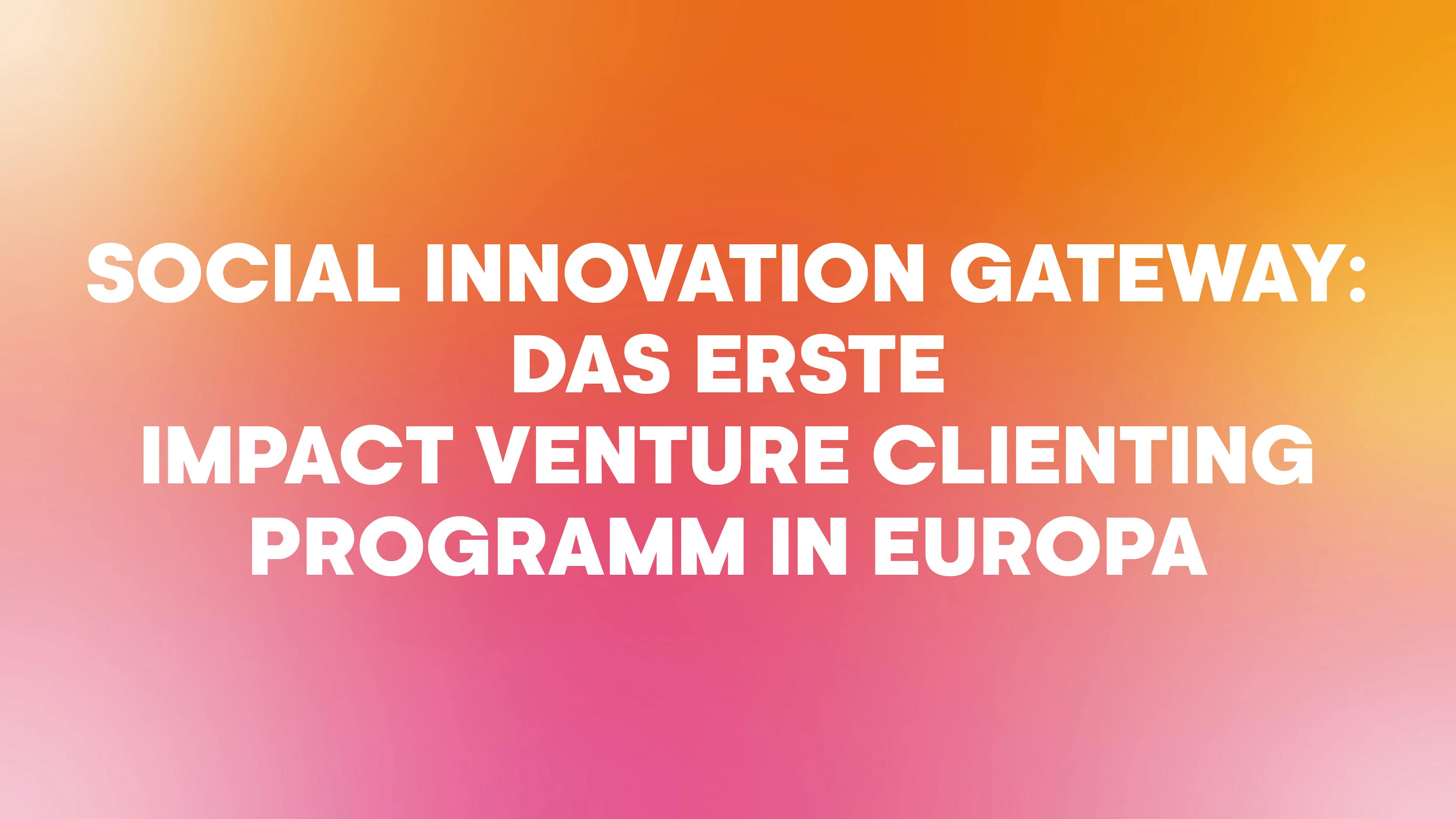 Social Innovation Gateway: Das erste Impact Venture Clienting Programm in Europa