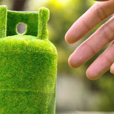 Une bouteille de biométhane ou gaz vert.