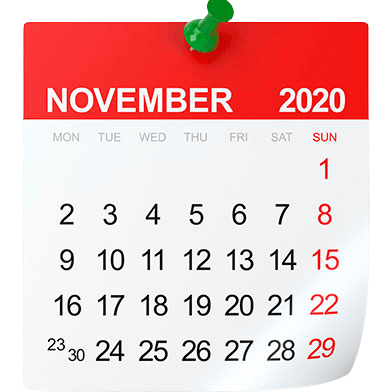 Un calendrier du mois de novembre 2020