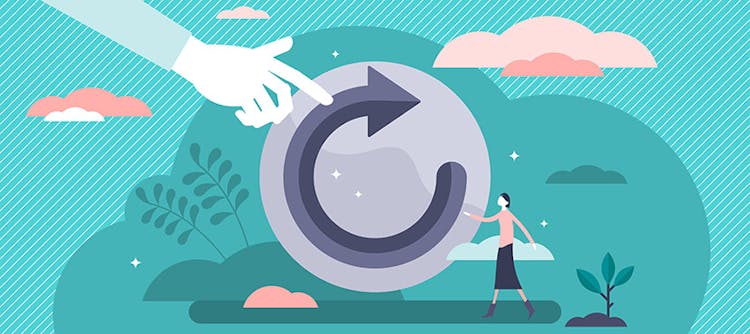 Illustration verte d'un plan de relance avec une femme