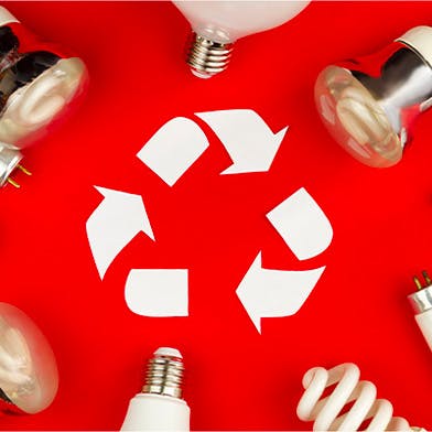 Logo recyclage avec des ampoules