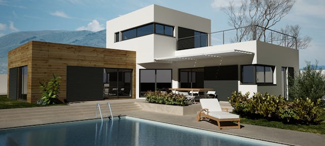 Une maison bioclimatique avec sa piscine