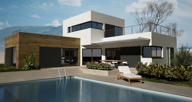 Une maison bioclimatique avec sa piscine