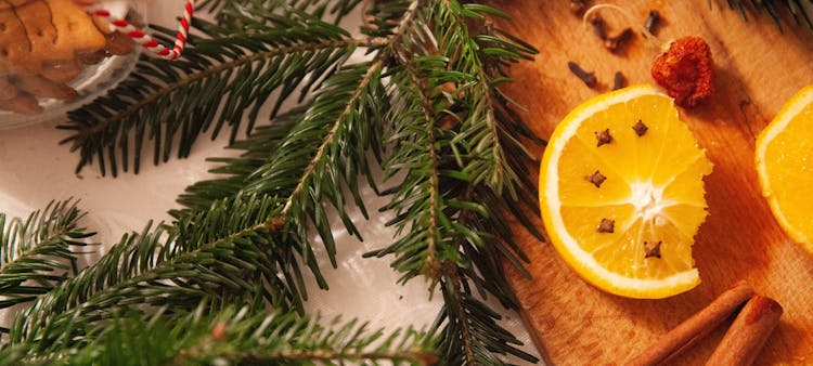 Orange et batons de cannelle pour Noël