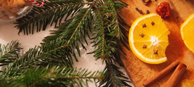 Orange et batons de cannelle pour Noël