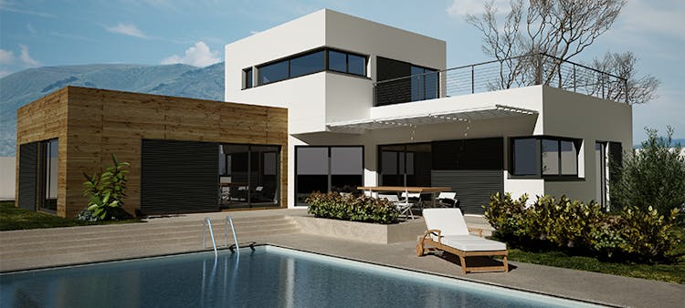 Une maison bioclimatique avec sa piscine