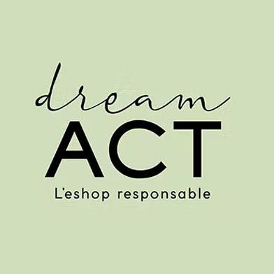 La phrase : "dream act l'eshop responsable" sur un fond vert