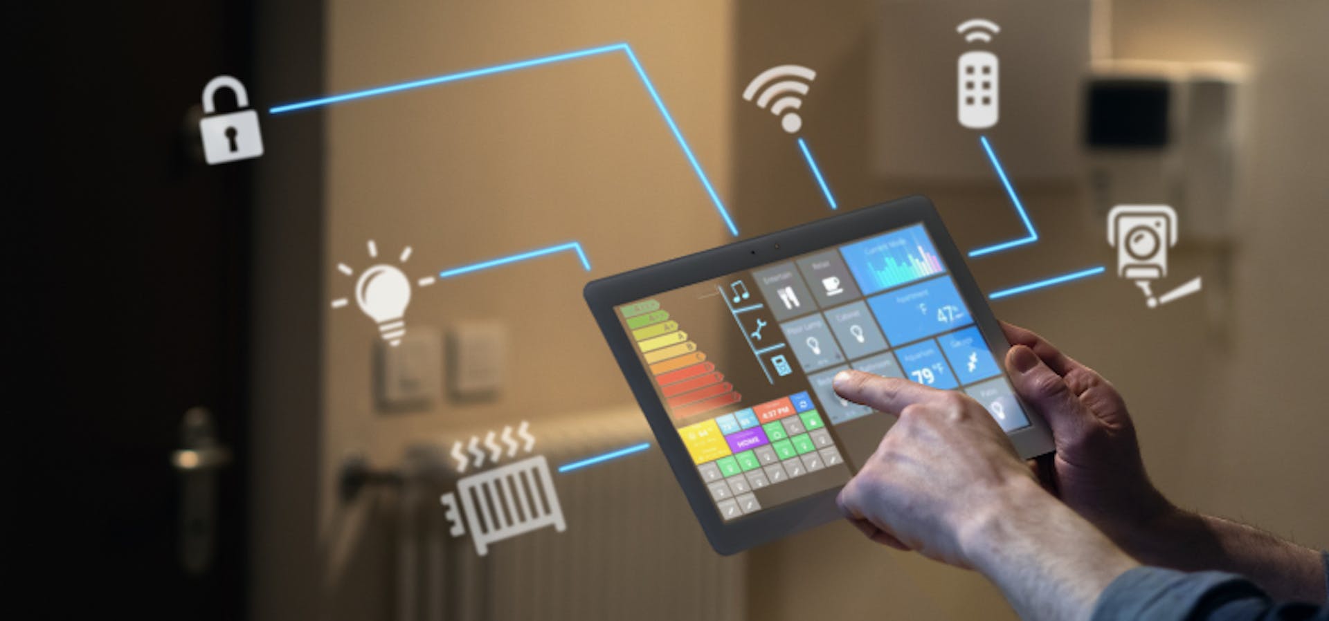 Tablette avec application domotique pour faire des économies d'énergie.