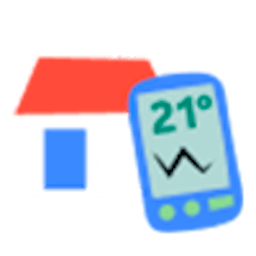 Un portable avec une application de thermostat connecté ouverte et une maison
