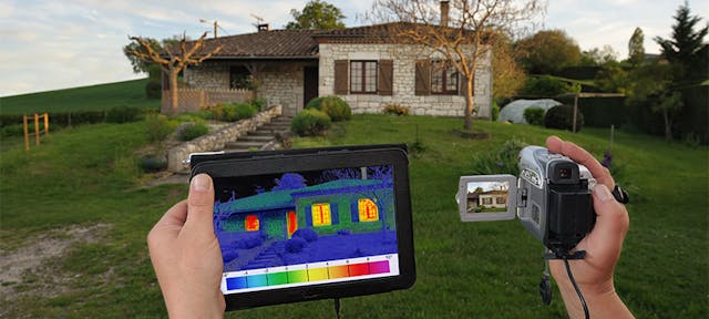 Une tablette qui montre les déperditions thermiques d'une maison 