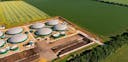 Unité de méthanisation qui produit du biogaz grâce aux déchets agricoles.