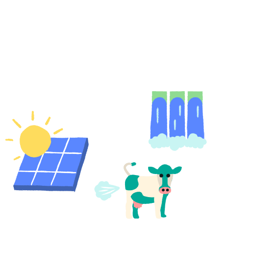 picrogrammes illustrants tous les moyens de production d'électricité renouvelable