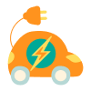 Une voiture électrique orange représentant le déploiement des bornes de recharge pour véhicules électriques