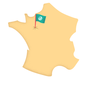 Un drapeau situe le service client d'ekWateur au Mans sur une carte de France