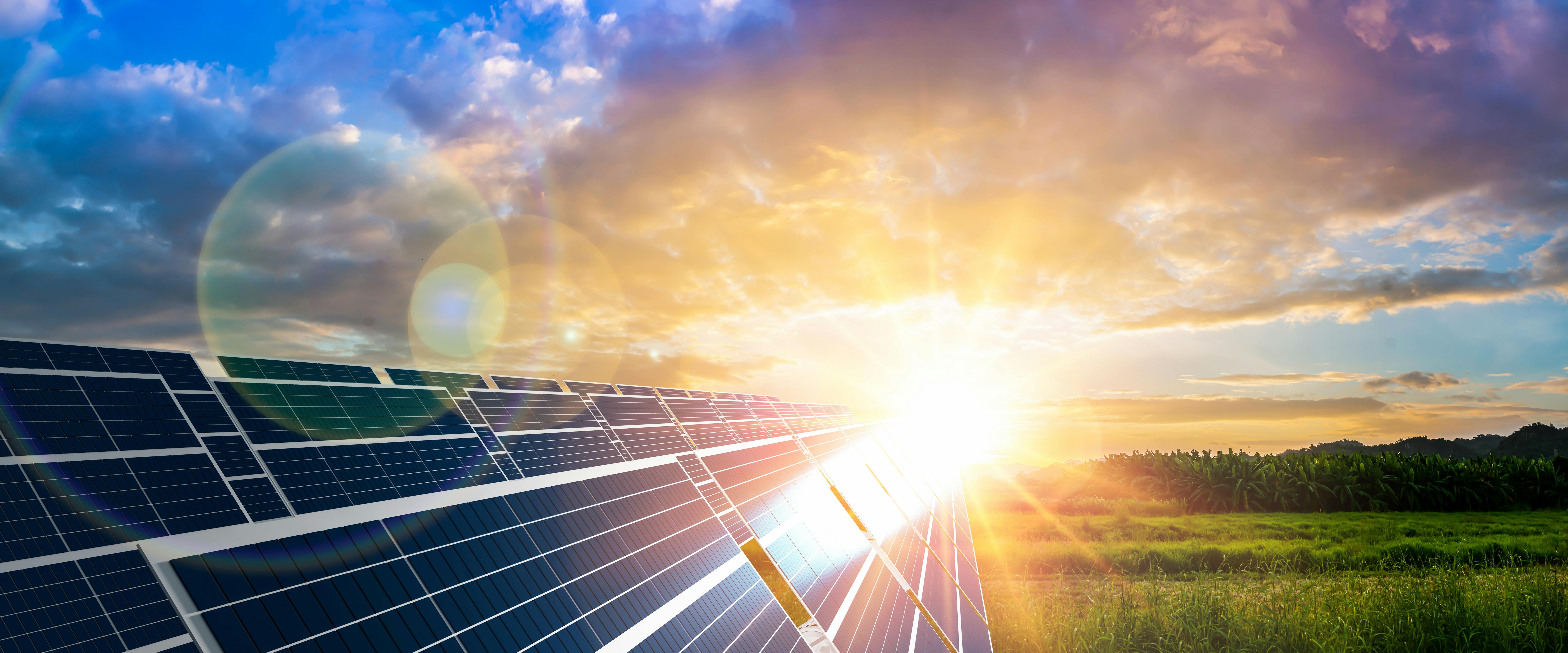Des panneaux solaires qui produisent de l'électricité grâce à l'énergie du soleil