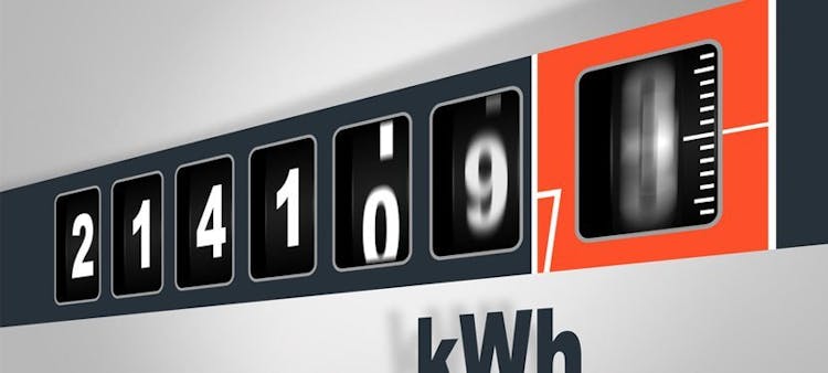 Photo d'un compteur électrique avec le défilement des kilowatt-heure