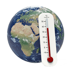 La planète Terre avec un thermostat qui représente la hausse des températures